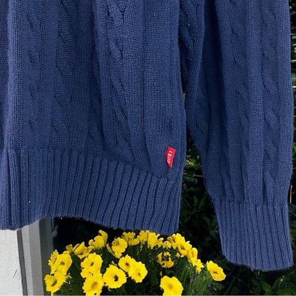 Blue Izod Cotton 1/4 Zip Cable Knit Sweater - Size L - Picture 9 of 15